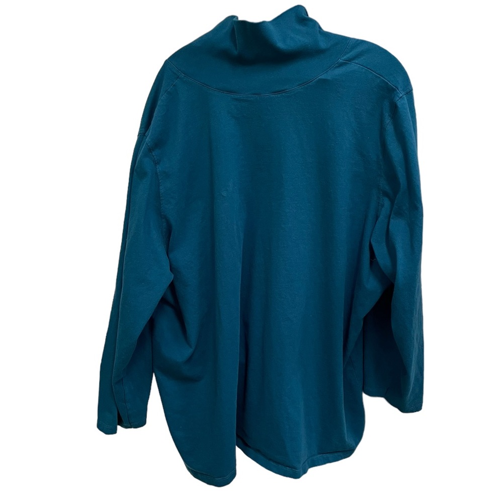 Roaman’s Blue Overlap V Neck Long Sleeve Cotton Knit Top Size 4X - Picture 4 of 4